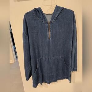 Soft Surroundings Chambray Pullover Top size small blue denim
